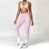 Tracksuits voor dames dames naadloze yoga set 2pcs gym fitness suit dames duwen bh high taille en been sexy fitness sportkleding 240424