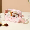 New Transparent Cosmetic Toiletry Bag, Large Capacity Waterproof Swimming Bath Bag, Simple Pvc Handbag Pu Splicing Bag