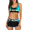 Frauen Badebekleidung Womens Badeanzüge Digitaldruck Strandbekleidung High Taille Split Badeanzug Swimwears Tankinis Set Sommerinnen weibliche Badeanzüge