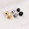 Stud Earrings Alisouy 2pcs Rose Flower Black Gold Color Stainless Steel Men Women Pierced Ear