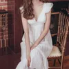 Sommeur de femme Summer DP V Ve maison Neck Robe Lolita Robe en dentelle blanche Slveless Princesse Slpshirts Vintage Nightgowns mignon Pyjamas Loungwear Y240426