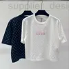 Kvinnors t-shirtdesigner 2024 Spring Nytt mångsidig modebroderi Letter Hot Diamond Knitwear Kort ärm för kvinnor RTEU