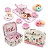 DIY låtsas Spela Toy Simulation Tea Set Tabellery Spela House Kitchen Afternoon Tea Game Toys Gifts For Children Barn Girls 240423