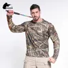 Magliette tattiche maglietta da uomo camuffato a maniche lunghe asciugatura rapida t-shirt da uomo abbigliamento da uomo ad addestramento militare a caccia di campeggio a poppa a poppa 240426