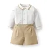 2024 Bébé garçons Ensembles de vêtements espagnols pour garçons à manches longues Suit en coton short pantalon enfant d'anniversaire de fête d'anniversaire tenue 240424