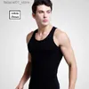 Men's T-Shirts 3 pieces/batch of cotton mens underwear sleeveless vest top solid muscle O-neck clothing T-shirt Q240426