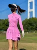 Skjortor blktee golf kvinnor höst/vinter ny långärmad skjorta damer veckad kjol professionell highend golf klädkvinna kostym