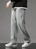 Wiosenna jesień mężczyźni spodnie dresowe koreańsko -mody odzieży sportowej sznurka szeroka noga prosta ścieżki bawełniane swobodne luźne spodnie 240410