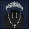 Bijoux de cheveux de mariage Nouveau ensemble de mariées à la main 2022 Collier de couronne haut de gamme coréenne Trois pièces 240102 Drop livraison Hairjewelry DHSCW