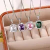 ペンダントネックレスHuitan Luxury Elegant Lady's Cubic Zirconia Necklace White/Green/Purple/Pink Colors