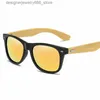 Lunettes de soleil Brand Bamboo Porne de soleil Polarisée pour hommes Classic Square Goggles Fashionable Retro Womens Sunglasses OCULOS DE SOL UV400 Q240426