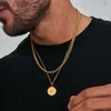 Strands Vnox mens layered necklace sailing travel compass pendant stainless steel Cuban Figaro wheat chain casual vintage necklace 240424