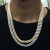 Strängar Ny 9mm Hip Hop Mens Prong Cuban Chain Necklace Sparkling Hår Ice 1 Rad Rhinestone Stall Miami Cuban Chain Jewelry Gift 240424