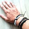 Pärlstav 2st/set vävt armband för mens naturliga kvarts lava pärlor yoga bästa vän smycken par present set unisex