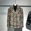 Heren designer pak herfst herenjack heren blazer katoenen jas casual plaid plus size m-4xl