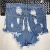 Kvinnors shorts 2022 Nya kvinnor Sexig hög midja denimshorts med hål jeans elastiska poldansshorts y240425