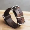 Onthelevel Leather Nato Strap 20mm 22mm 24mm Zulu Strap Vintage First Layer Cow Leather Watch Band med Five Rings Buckle #E CJ1913021