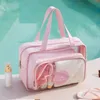 Pu Swimming Fitness Bag Transparent Waterproof Toiletry Bag Portable Clothing Storage Bag Large Capacity Dry And Wet Separation Handbag