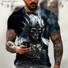 T-shirts voor heren zomer vintage horror 3d schedel print heren t-shirt klassiek casual o nek korte mouw mode losse oversized tops tee shirt heren q240426