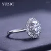 Pierścienie klastra Yuzbt 18k białe złoto Plaked 1.5 Genialny diament Diamond Past D Color Moissanite Circle Stones Pierścień Biżuteria ślubna