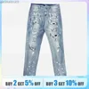 Jeans maschile 2024 MENS lacrima jeans stretti y2k hip hop patch lavoro alla moda ultra sottile pantaloni a matita dritta pantaloni denim retrò abbigliamento da strada trusersl2404