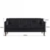 Chesterfield Sofa, Comfortable Upholstered Sofa, Velvet Fabric, Wooden Frame with Wooden Legs, Suitable for Living Room/Bedroom/Office, 3 Seat Sofa - Black