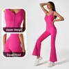 Feminino feminino NCLAGEN WOMENS ONE PIECE ioga Conjunto de ioga acolchoado Sports Sportsuit Gym Exercício Bell Bottom One Piece Fitness Siamese Sportswear 240424