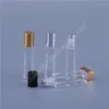 Botellas de almacenamiento 10pcs 5 ml 10 ml de rollo cuadrado en la bola de rodillo de botella de vidrio para viales de aceite esencial de perfume con herramientas de maquillaje de metal