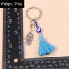 Keychains Lanyards Cute Tassel Keychain Vintage Silver Color Alloy Hand Charms Keyrings Women Men Car Key Handbag Pendants Key Chains DIY Accessory