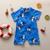 03 jaar Baby Boy One Piece Swimsuit Swimwear Sort Sleeve Zipper Bathing Beachwear Onepieces2455532