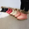 Boots Mudipanda Winter Thicken Plush Snow Bota Child Warm Leather Short Baby Infant Children's Rubber Pink White Shoes