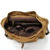 Backpack Multifunctional Leather Canvas Men Military Boy Girl Vintage School Backpacks Shoulder Laptop Backpacking