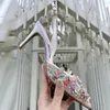 Ny toppdesigner Rene Rhinestones Crystal Butterfly Sandals Stilletto klackar tofflor Slides klack Kvinnor Lyxig svart läder yttersula aftonklänningskor skor skor