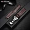 Watch Bands Leisure business leather strap 18mm 20mm 22mm 24mm stainless steel butterfly buckle watch accessory wristband 240424