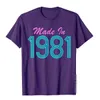 Men's T-Shirts 1981 Cool Retro Mens T-shirt Funny 80s T-shirt 2023 Latest Japanese Style Top grade T-shirt Cotton Mens Shirt Gothic Shirt J240426