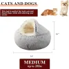 Matten S3XL Plush Round Calming Cat Bed Round Plush Fluffy Pet Bed voor kat warm hondenbed voor kleine middelgrote hondenmachine wasbare hondenbank
