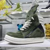 Casual Shoes Men Leather High Top Quality Luxury Sneakers Army Green Horse Hair Thick Sole ökad Höjd Designer Ankelstövlar Kvinnor