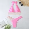 Nuevo estilo traje de baño sólido sexy colgante cuello para mujeres bikini bikini traje de baño