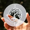 Dekorationer Tree of Life Wind Spinner Catcher 3D Roterande Pendant Flowinglight Effect Mirror Reflektion Design Garden Outdoor Hanging Decor