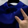 T-shirt de camisetas masculinas Trend the-shirt Mens Rua Butrot Up Pull Work Business Casual Summer lapela de manga curta Polo de secagem rápida q240426