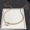 Frau Anhänger Halsketten 2023 Neueste Cclies Gold Chokers Halskette Luxusdesigner Schmuck Frauen Männer Klassiker C Logo Perle Pullover Kette 2907