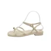 Casual Shoes Beach Sandal Woman Luxury 2024 Sommardräkt Kvinnlig Beige lågklackad med remma Flip Flops Platform Cross Fashion Comfort NE