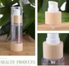 Lagringsflaskor 20 ml 30 ml 50 ml bambu container abs frostad klar plastluftlös pumpflaskelotion