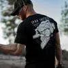 Taktyczne koszulki Til Valhalla bawełna T-shirt American Beard Warrior Tactical Skull Unisex T-shirt krótkie rękodzie