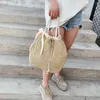 Bolsa de verão feminina feminina fita palha de palha tecido de vime de vime de cesta de praia wicker weave bolsa