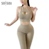 Suits de survêtement pour femmes SOISOU SEXY NOUVEAUXES femmes Sports Sports Yoga Set Exercice de jambe serrée BRA Elastic Fitness Gym Set Womens Set 13 Couleurs 240424