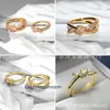 Mulheres banda tiifeany anel jóias nó 925 STERLING SLATER Eletroplatou 18K Gold High Edition embrulhado com diamantes moda moda estilo de fada doce