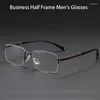 Occhiali da sole cornici affari di moda mezza cornice maschile quadrate in lega ultra leggera occhiali ottici occhiali lussuosi occhiali di lusso