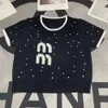 Summer Knit Top Designer T-shirt moda Diamond Pullover krótkoczestrowy T-shirty Kobiet Kobiety z literą na dzianinowy sweter