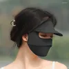 Wide Brim Hats Quick Drying Women Sun Protection Silk Full Face Mask Outdoor Cycling Breathable UV Proof 3D Cover Visor Masks One Pcs